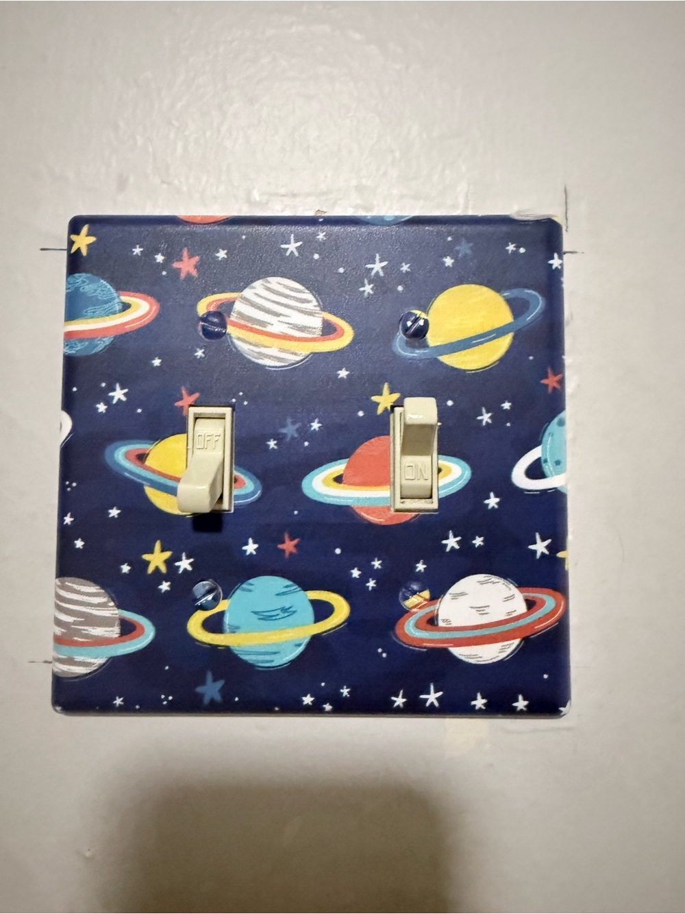 Amazon Navy Blue Planet Light Switch Plate with Colorful Planets (Space Theme)